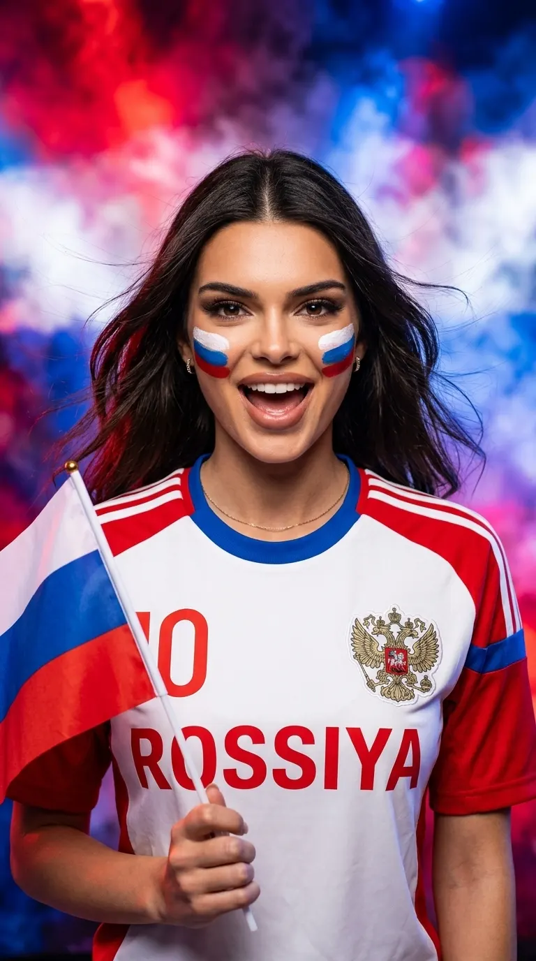 Промт футбольный фанат в студии с флагом