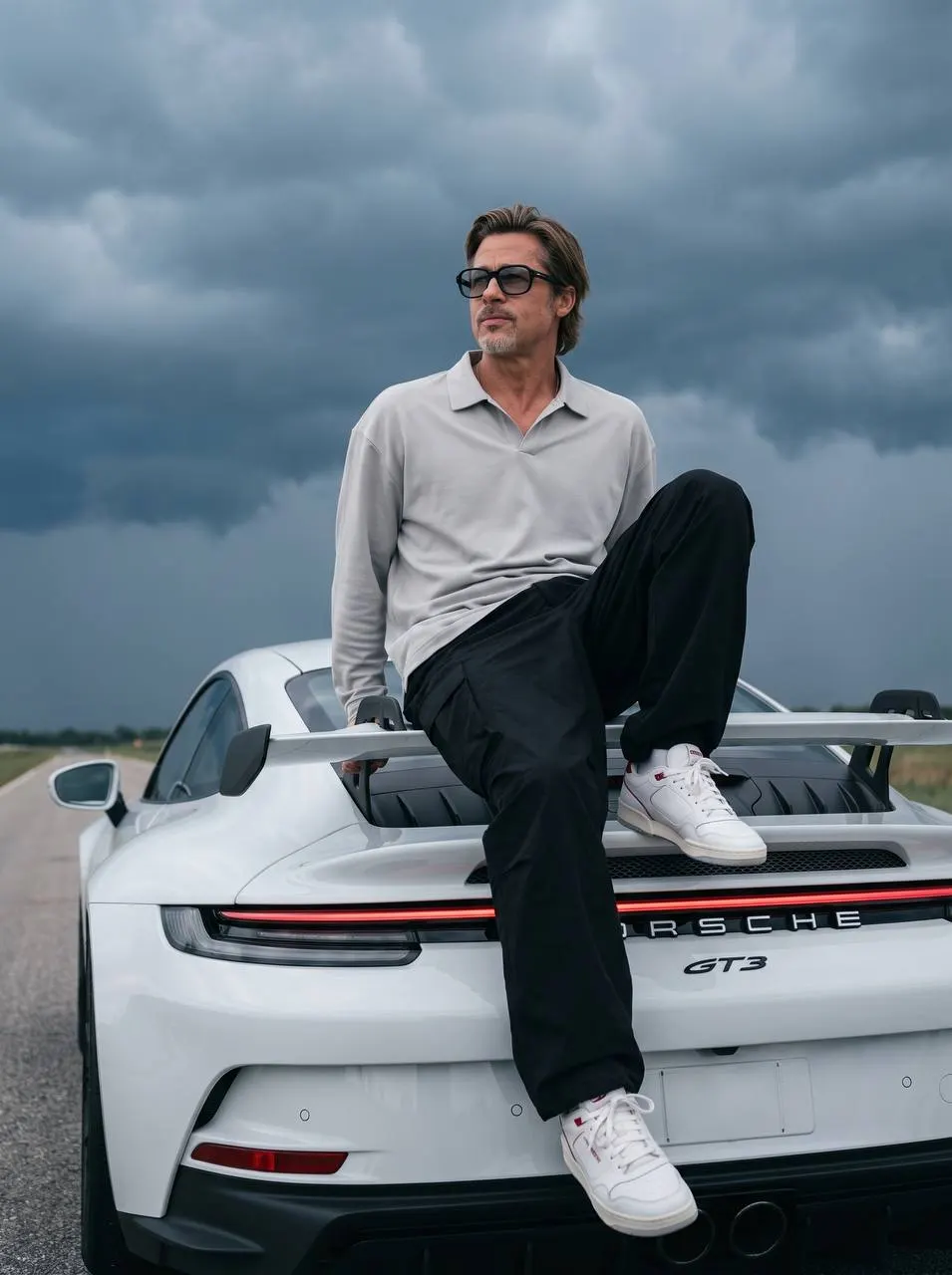 Фотосессия: Мужчина на Porsche GT3 — премиальный авто-портрет промт для ИИ