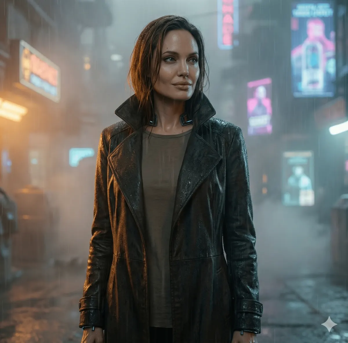 Мегареалистичная Blade Runner 2049 фотосессия косплея в неоновом тумане промт
